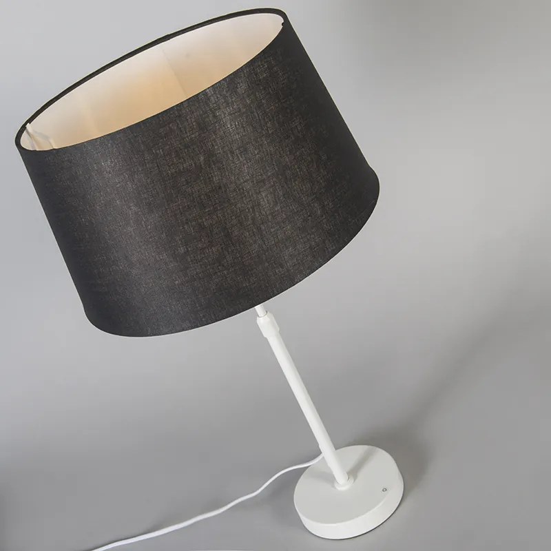 Lampa stołowa biała z czarnym kloszem 35 cm regulowana - Parte Nowoczesny Oswietlenie wewnetrzne