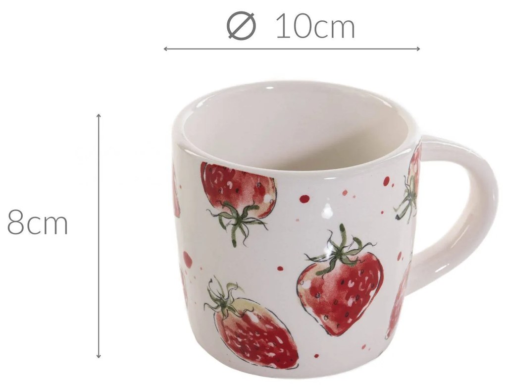 Kubek ceramiczny w truskawki STRAWBERRY, 450 ml