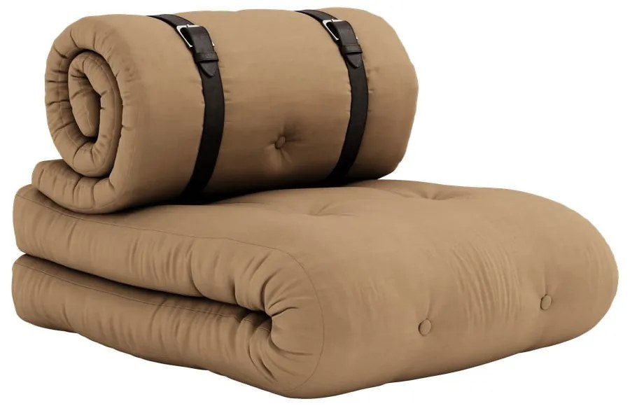 Rozkładany fotel z brązowym obiciem Karup Design Buckle Up Mocca