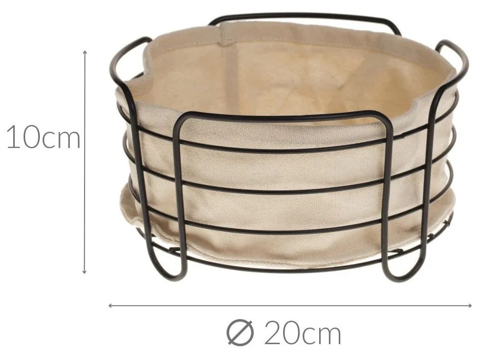 Koszyk na chleb z bawełnianym wkładem, Ø 20 cm