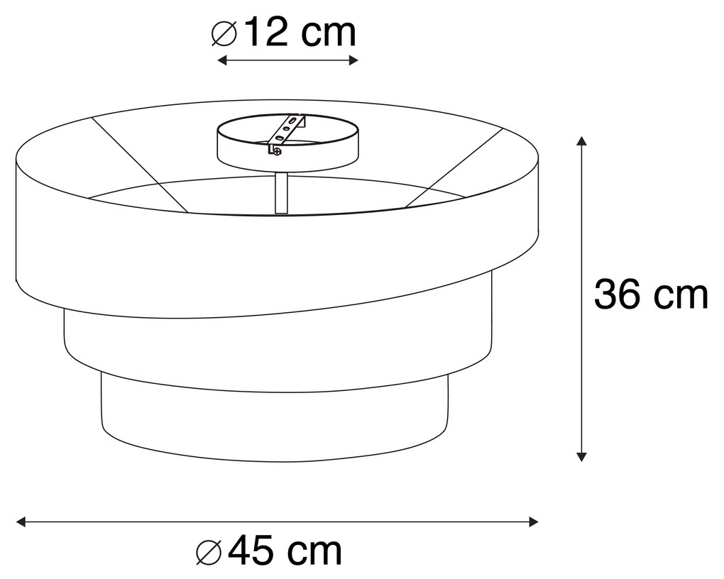 Nowoczesna lampa sufitowa czarna 45 cm 3-światła - Drum Trio Nowoczesny Oswietlenie wewnetrzne