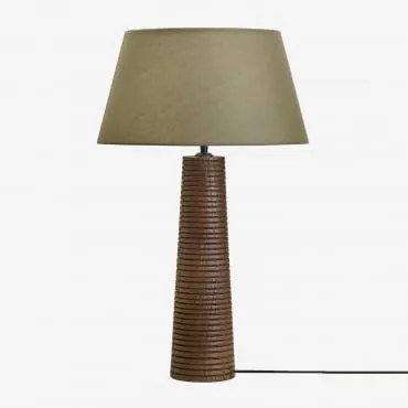 Lampa Stołowa Z Drewna Mango Malva ↑40 Cm & Sage Green Ø40 Cm Monaco - Sklum