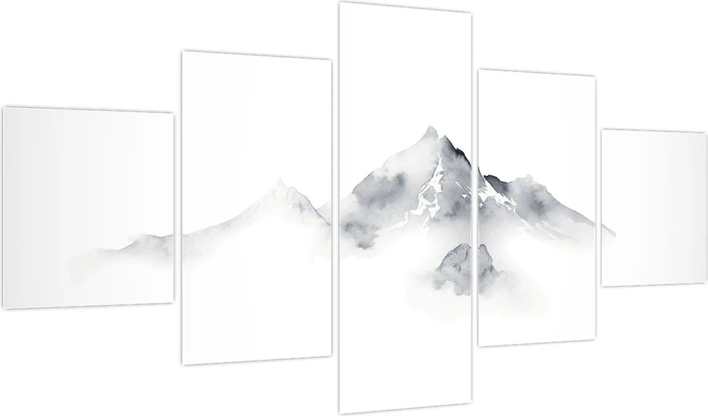 Obraz - Obraz gór namalowany tuszem (125x70 cm)