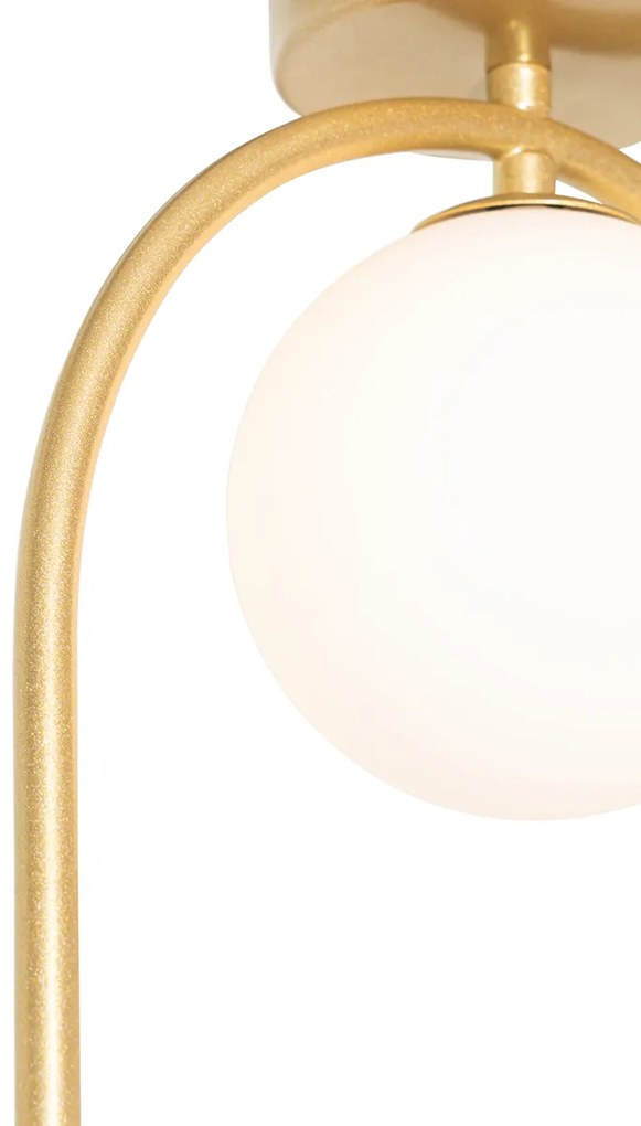 Lampa sufitowa w stylu art deco złota z białym szkłem - Isabella ArtDeco Oswietlenie wewnetrzne