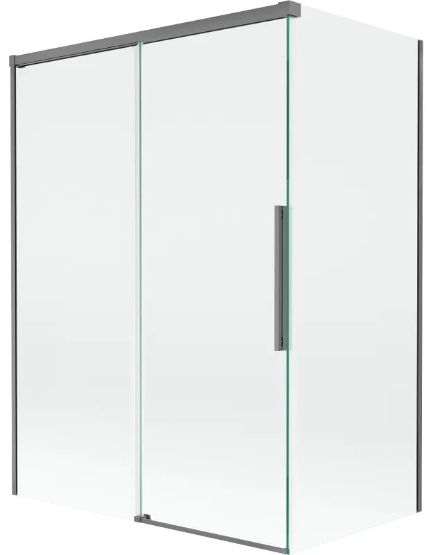 Mexen Rox parawan nawannowy 2-skrzydłowy rozsuwany 120 + 70 x 150 cm, transparent, gun metal - 8C9-120-070-95-00