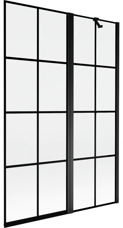 Mexen Mist parawan nawannowy 2-skrzydłowy prawy 120 x 150 cm, czarna kratka, czarny - 8A9-120-011-70-77-P