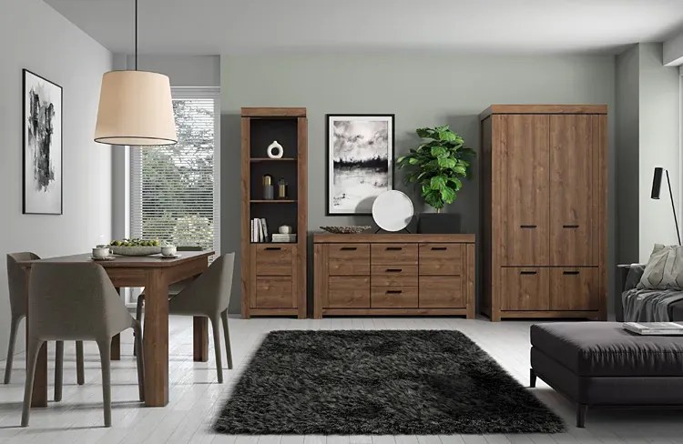 Stół z rozkładanym blatem brązowy dąb - Samar 11X