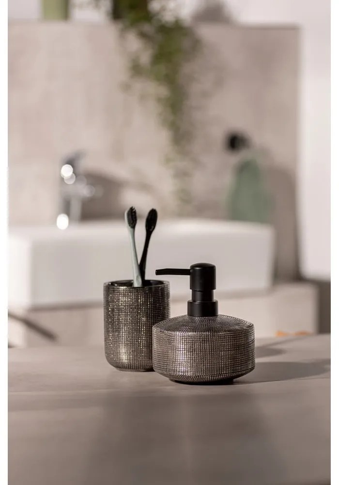 Ceramiczny kubek na szczoteczki do zębów w kolorze srebra Rivara – Wenko