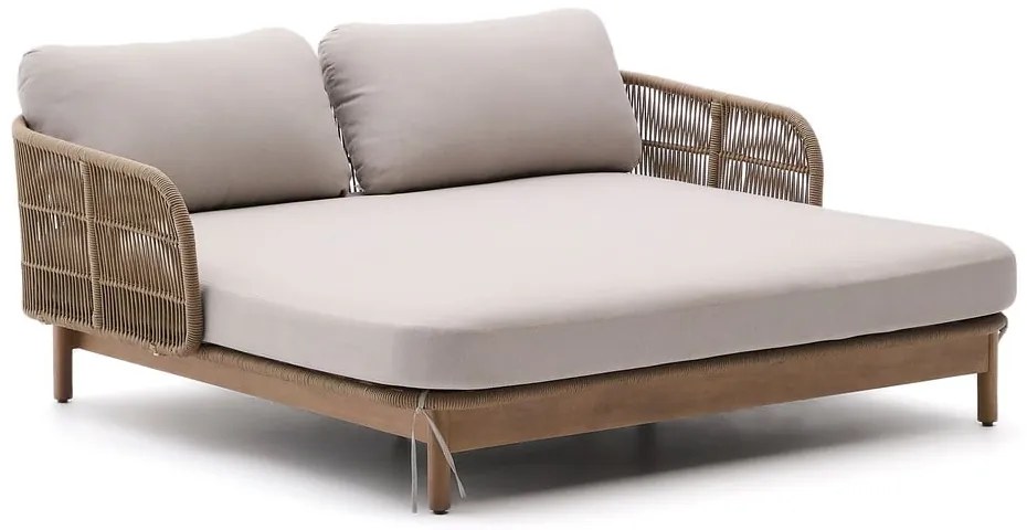 Kremowy/w naturalnym kolorze dwuosobowy drewniany leżak ogrodowy Catalina – Kave Home
