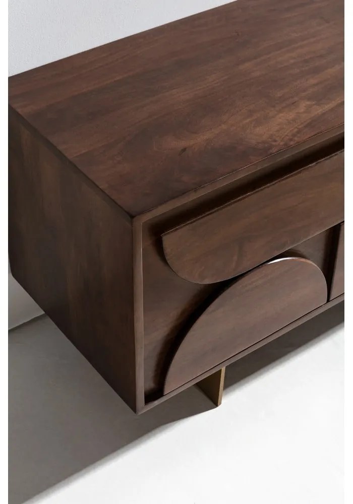 Brązowa szafka pod TV z litego drewna mango 145x55x40 cm Trisha – MOME