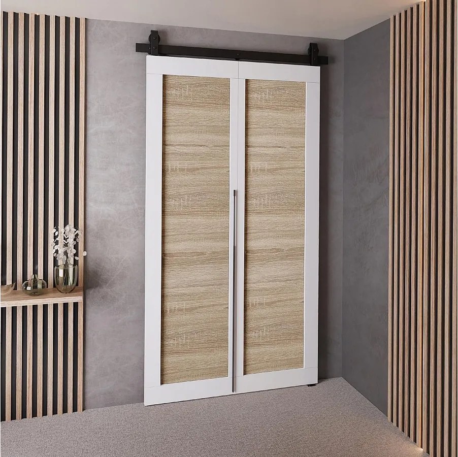 Drzwi Przesuwne QUDIO M1 Biały + Dąb Sonoma 90
