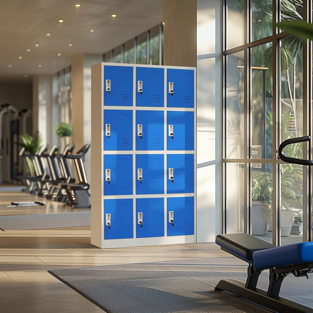 Szafka skrytkowa socjalna BHP MARCIN, 900 x 1850 x 400 mm, szaro-niebieska