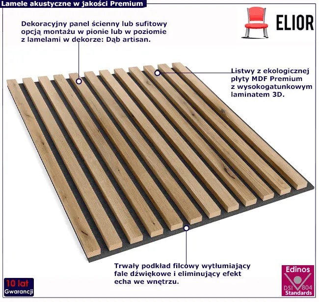 Panele akustyczne 6 szt. dąb artisan N6-F88
