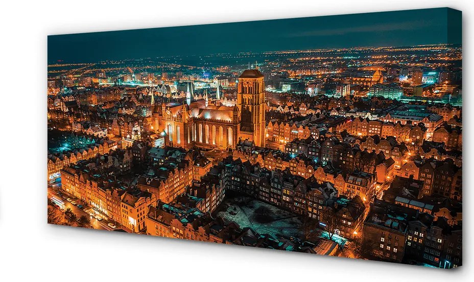 Zdjęcie na płótnie Nocna Panorama Gdańskich Kościołów