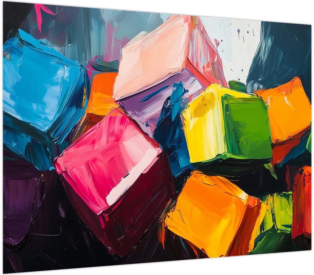 Obraz na szkle - Kolorowe kostki (70x50 cm)