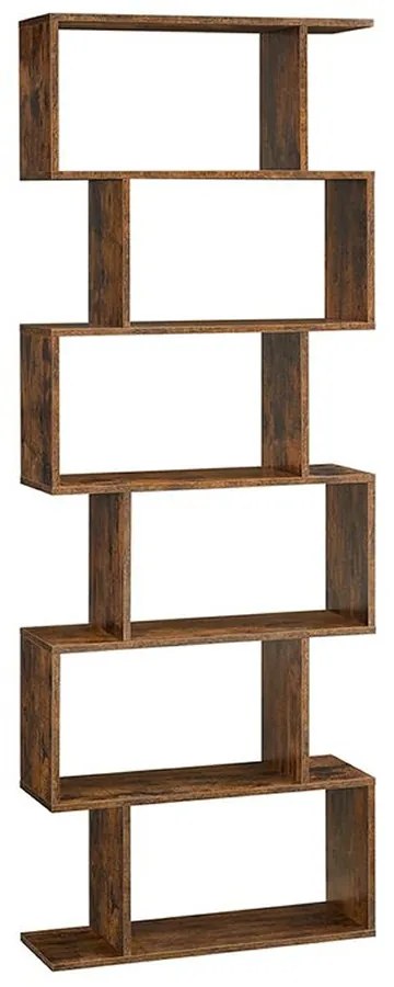 Vasagle Regał/półka na książki PRESTON, 70x24x190,5cm, rustykalny brąz