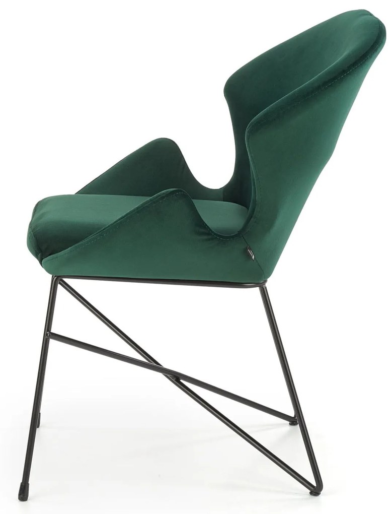 K458 krzesło ciemny zielony tapicerowane velvet metalowe
