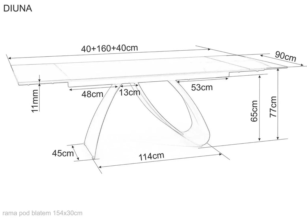 STÓŁ DIUNA CZARNY CZARNY MAT (160-240)X90 SIGNAL
