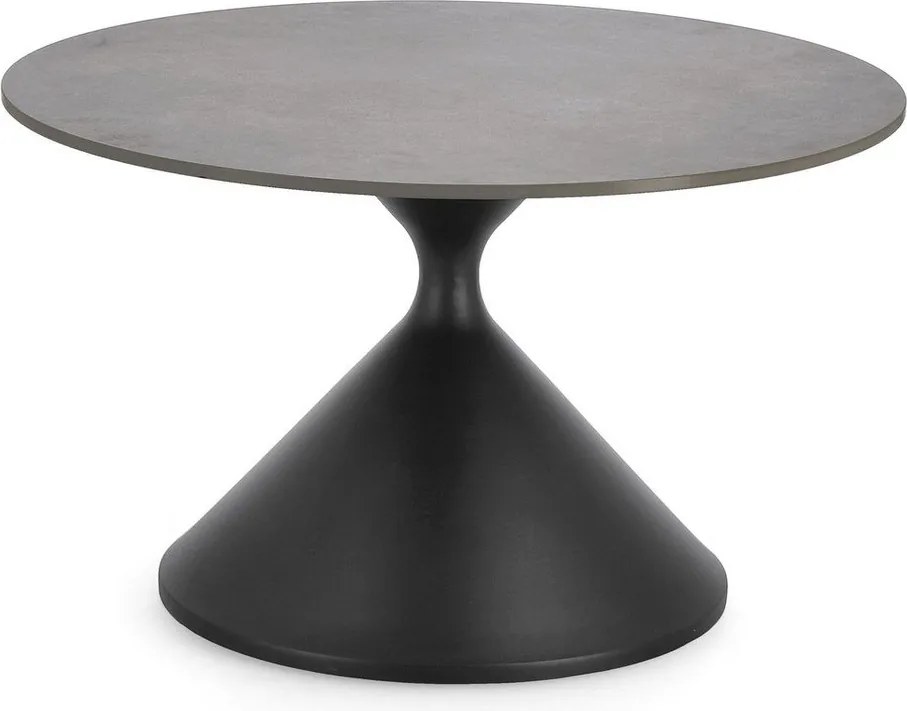 Czarny okrągły stolik z blatem w dekorze marmuru ø 70 cm Joona – Bizzotto