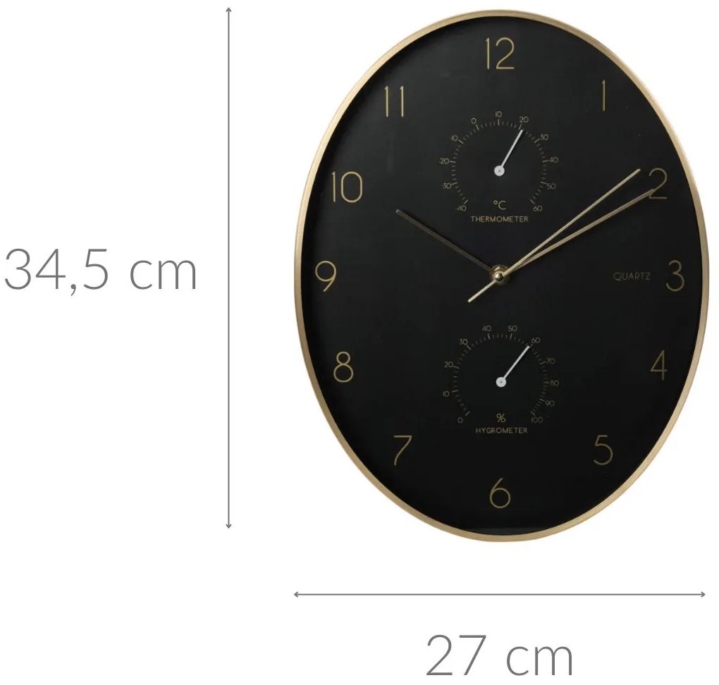 Zegar ścienny Alu z termometrem i higrometrem