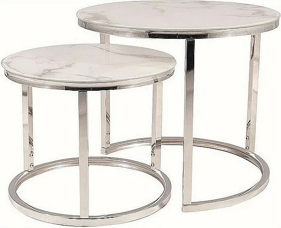 Zestaw 2 ław ATLANTA B II biały marmur/chrom