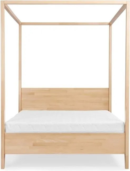 Bukowe łóżko sypialniane ze stelażem na baldachim Canopy