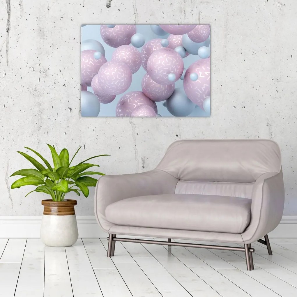 Malarstwo abstrakcyjne - Pastelowe kule (70x50 cm)