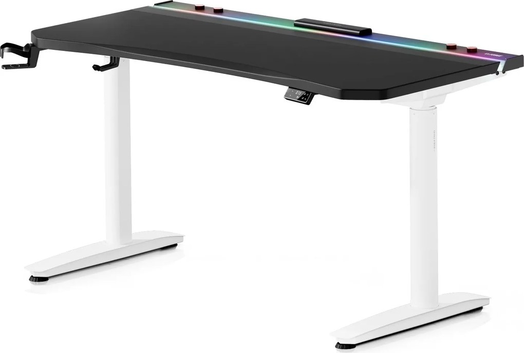 Elektryczne biurko dla graczy RGB Diablo X-Forge, 140x70 cm, czarno-białe