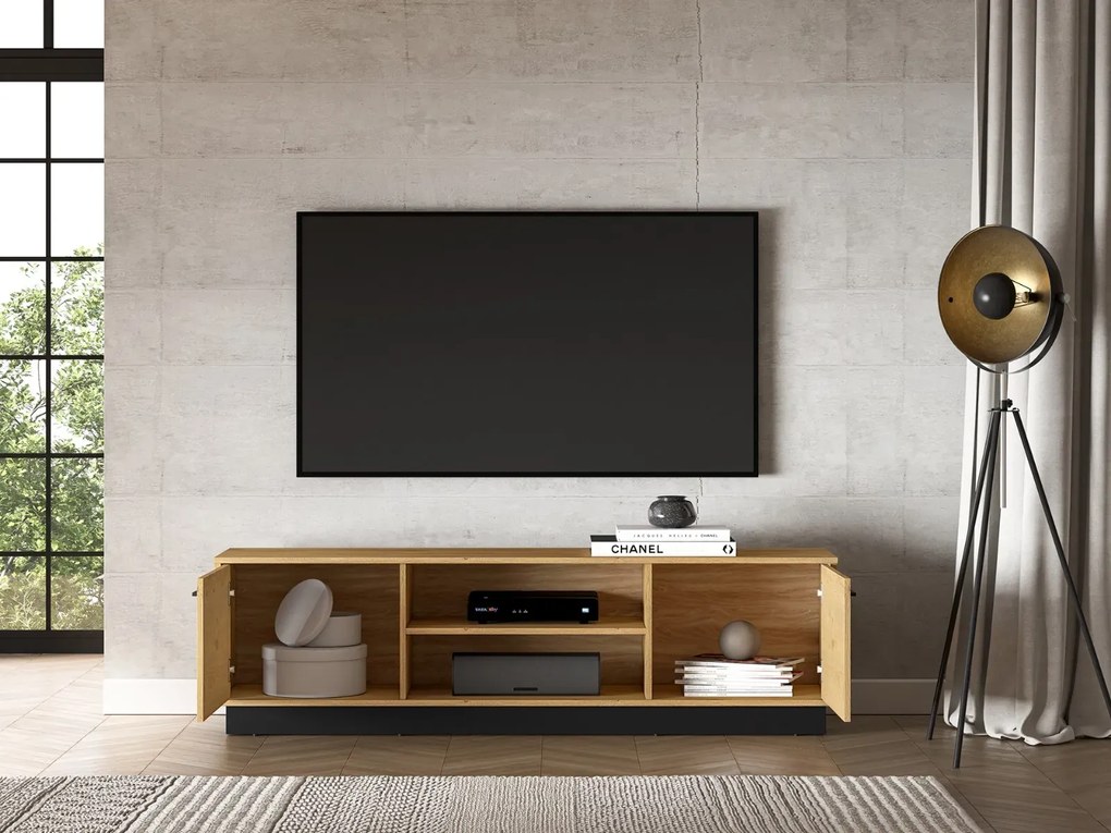 Szafka RTV BRONX 2D 170cm dąb/czarna ML MEBLE