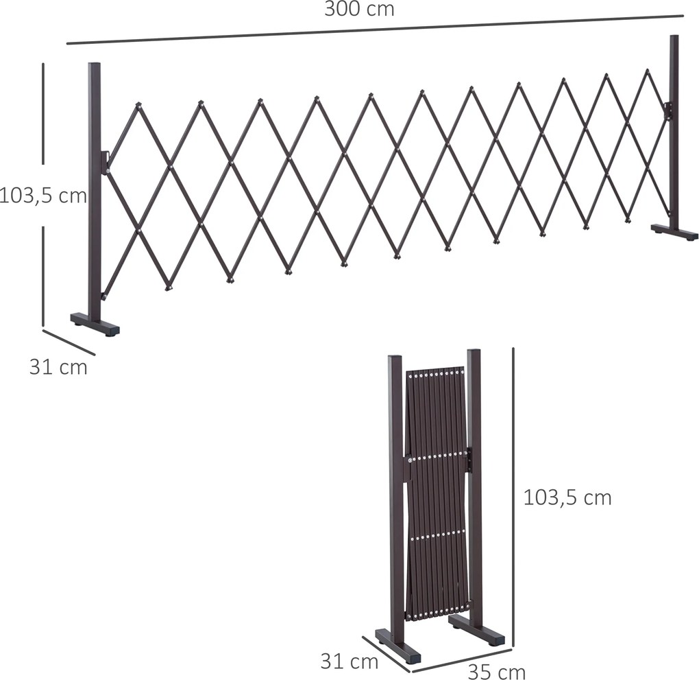Ogrodzenie harmonijkowe bariera nożycowa 3m do magazynu garażu ogrodu | Aosom PL