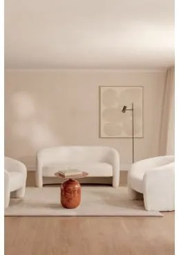 Zestaw Wypoczynkowy Z Sofą 2-osobową I 2 Fotelami Z Owczej Skóry Gombren Chenille Biały - Sklum