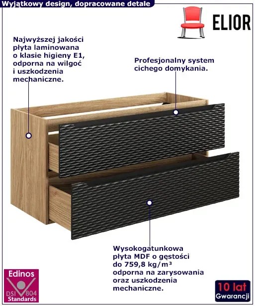 Czarna szafka pod umywalkę z szufladami G7-S17