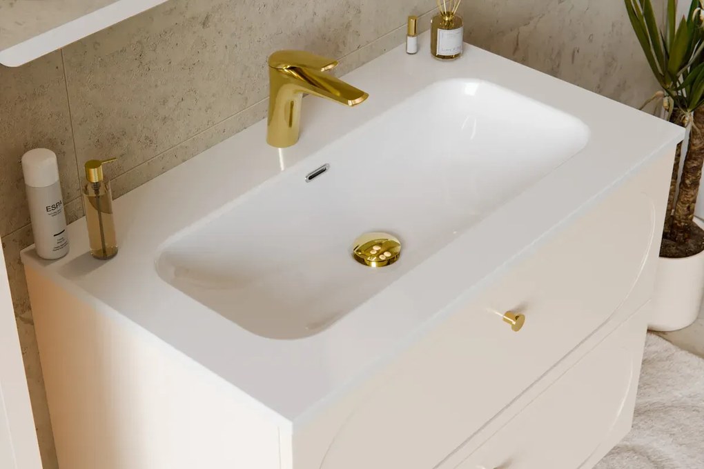 Szafka pod umywalkę DONNA SAND 2S 80cm beż piaskowy z umywalką wpuszczaną FLY COMAD