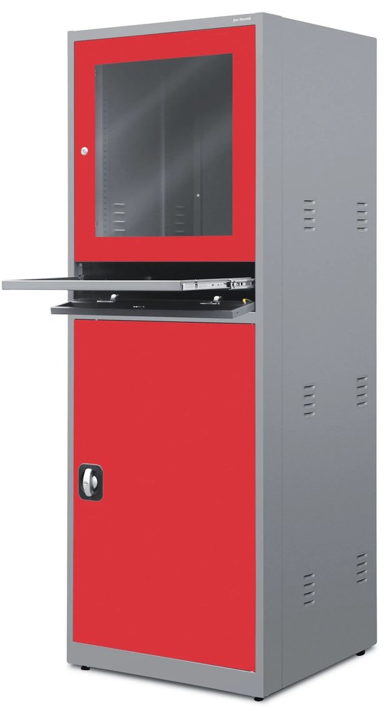 Szafa komputerowa, przemysłowa STEVE, 640 x 1750 x 630 mm, antracytowo-czerwona