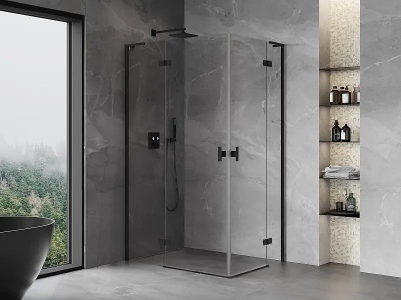 Mexen Mist-H L Duo kabina prysznicowa uchylna lewa 100 x 75 cm, transparent, czarna - 8A5L-100L-075P-70-00