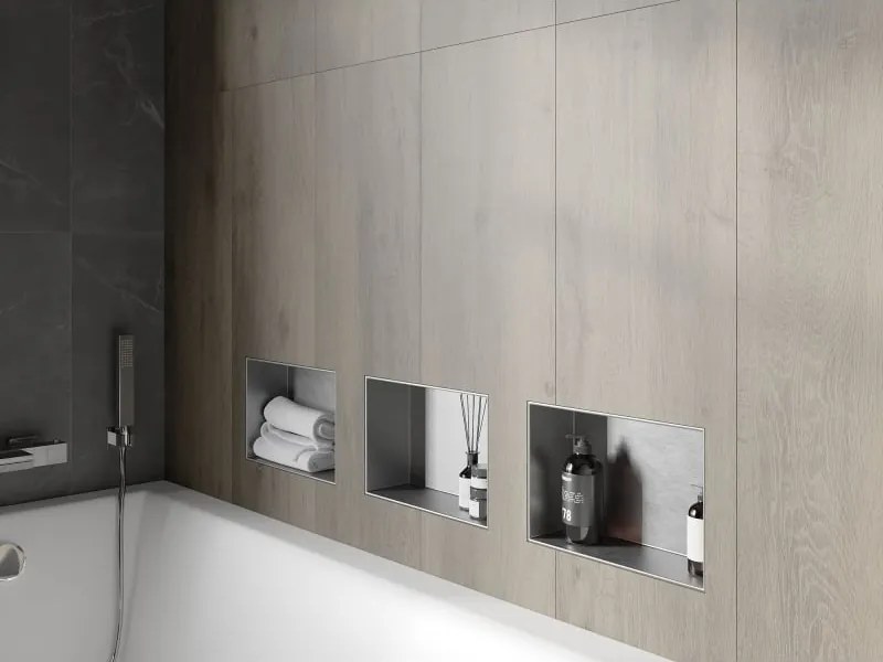 Mexen X-Wall-NR półka wnękowa bez kołnierza 30 x 20 cm, inox - 1911302010