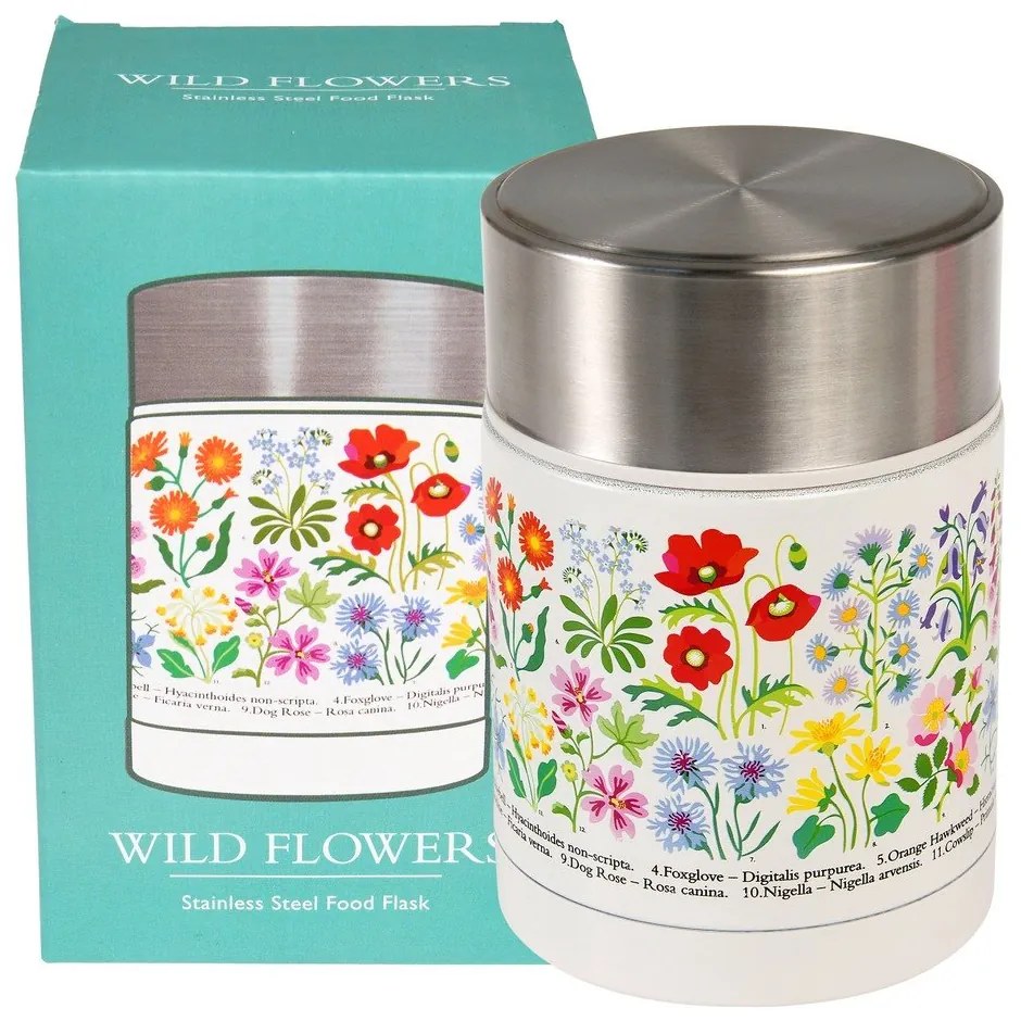 Termos na jedzenie dla dzieci w kremowo-srebrnym kolorze 450 ml Wild Flowers – Rex London