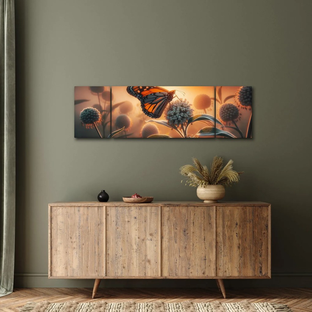 Obraz – Motyl w zachodzącym słońcu (170x50 cm)
