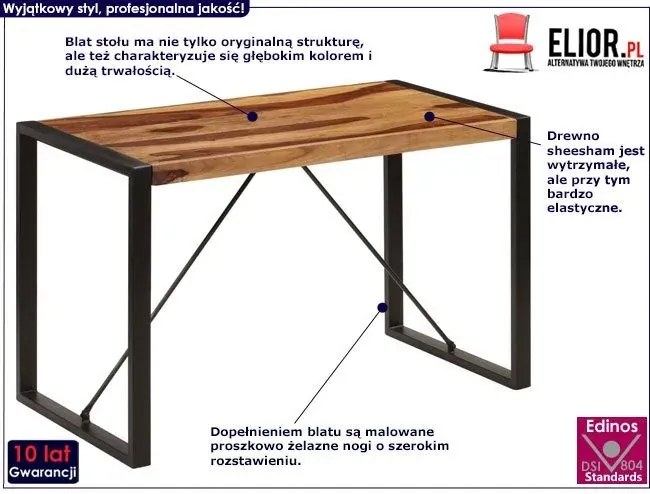 Brązowy stół z drewna sheesham 60x120 – Veriz 2X