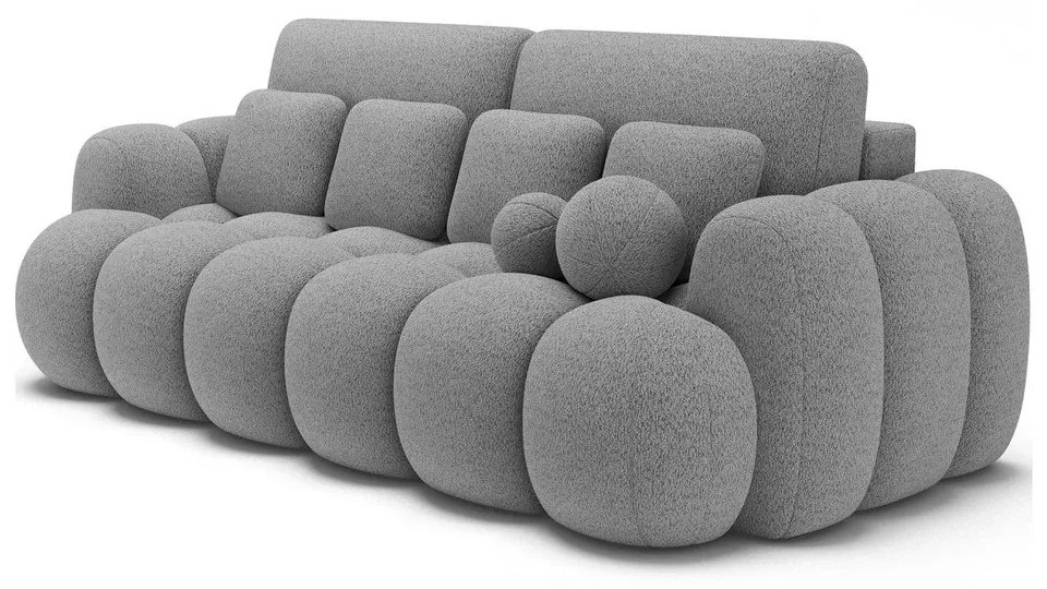Szara rozkładana sofa z materiału bouclé 256 cm Cotonn – ELTAP