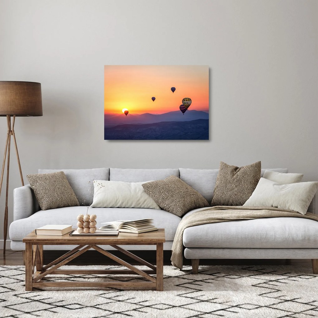 Obraz na szkle - balony na ogrzane powietrze (70x50 cm)