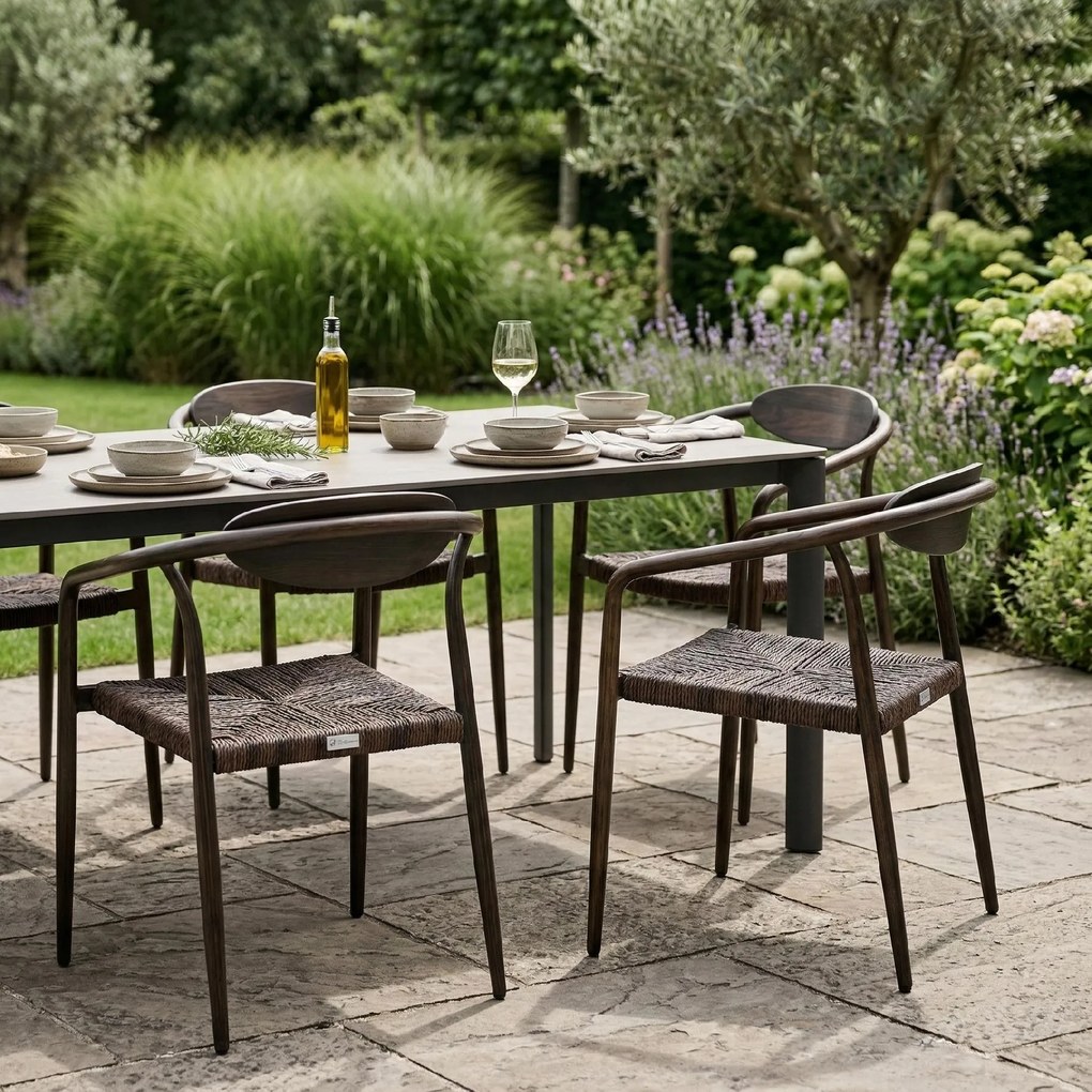 Krzesło Ogrodowe Ciemny brąz 56x61x75 cm Aluminium Plecione Brązowe Sznurki