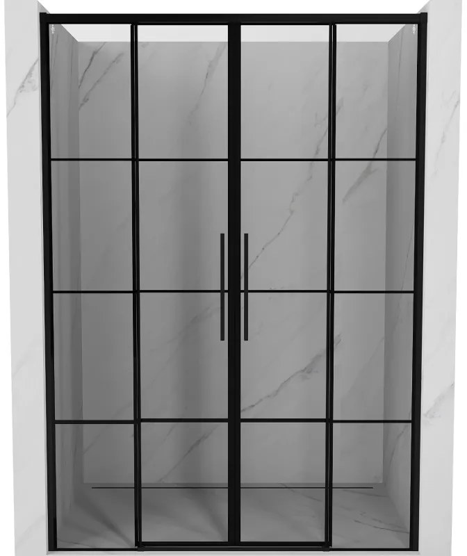 Mexen Rox drzwi prysznicowe rozsuwane 140 cm, czarna kratka, czarne - 8C2-140-002-70-77