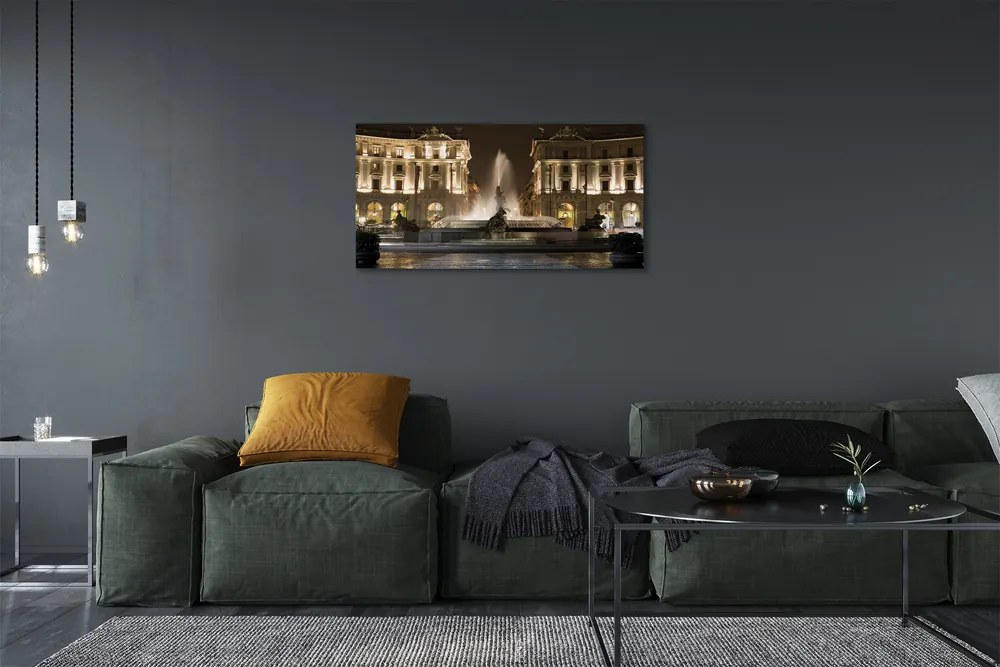 Obraz canvas na ścianę Rzymska Fontanna pod Nocnym Niebem