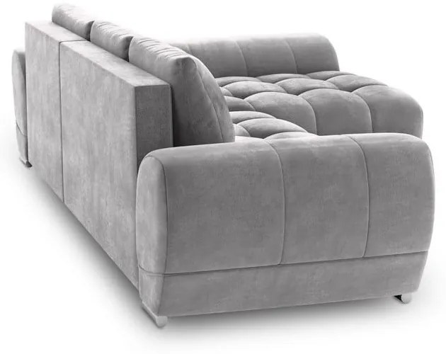 Jasnoszary rozkładany narożnik z aksamitnym obiciem Windsor &amp; Co Sofas Nuage, prawostronny