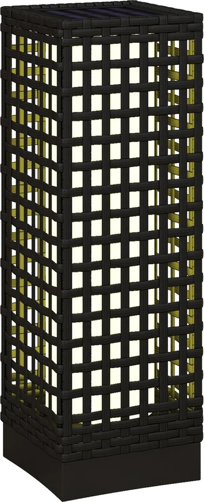 Outsunny Lampa Solarna Ogrodowa Rattan Wodoodporna z Czujnikiem Światła Stal Czarny 155x155x46cm | Aosom PL