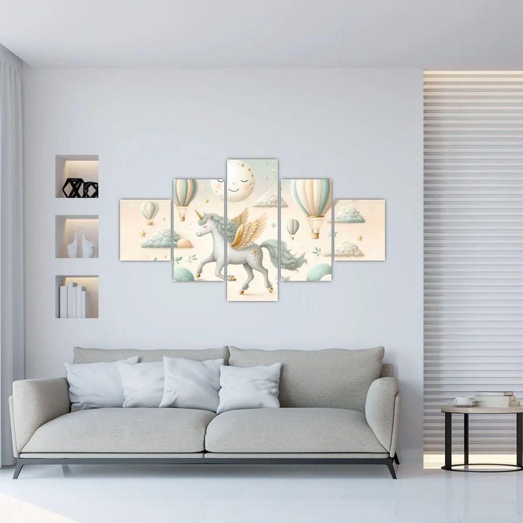 Obraz - Szczęśliwy jednorożec (125x70 cm)