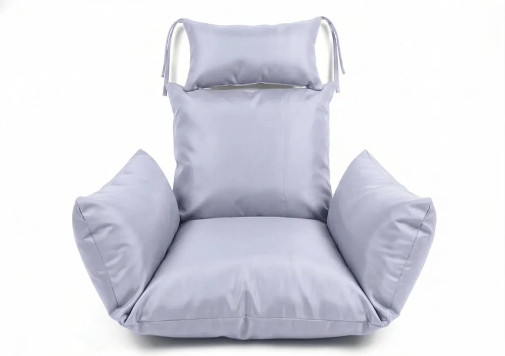 Białe wiszące krzesło KOKON bez stojaka, jasna poduszka