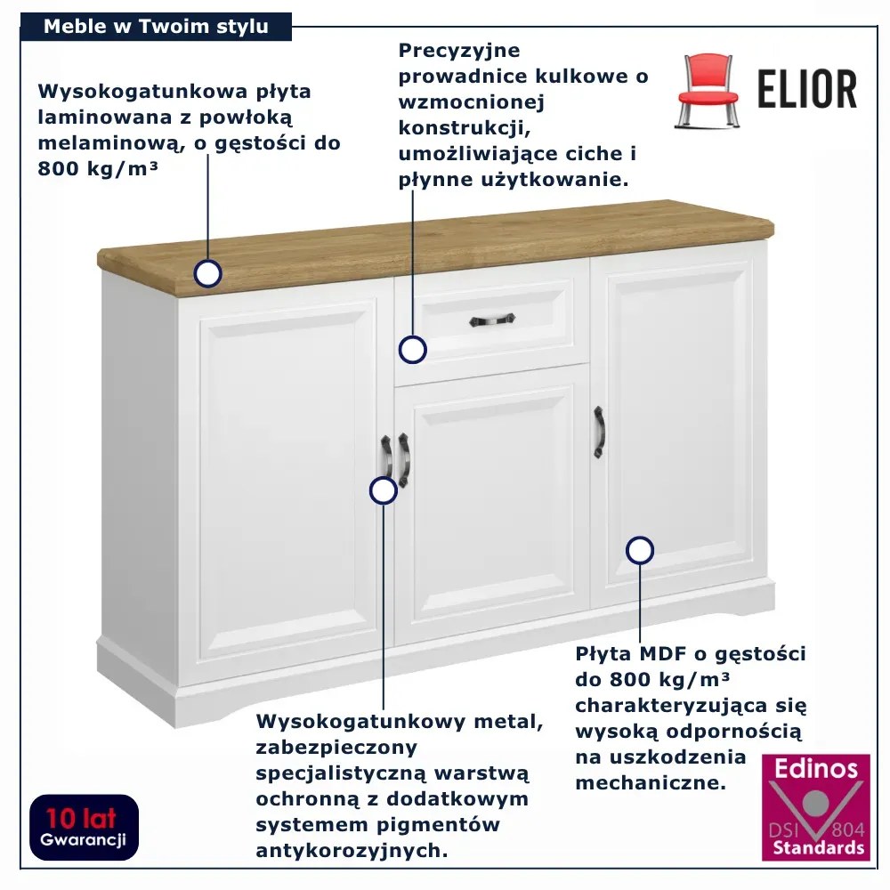 Duża komoda skandynawska biały + dąb harbor H2-T27