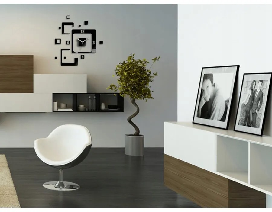 Zegar ścienny naklejany kwadratowy nowoczesny do salonu loft nowoczesny